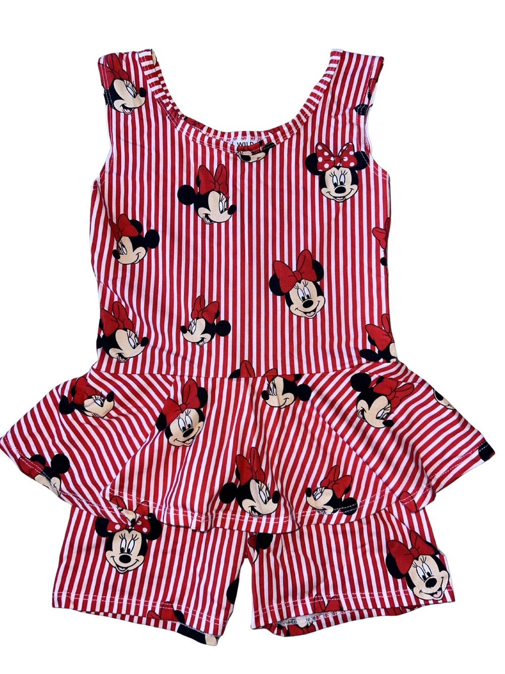 Wild Rich Kids Minnie Mouse Red Striped Peplum Romper
